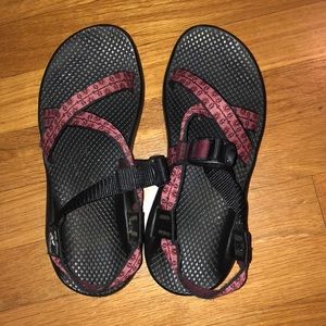 Chaco sandals, red, used w life left